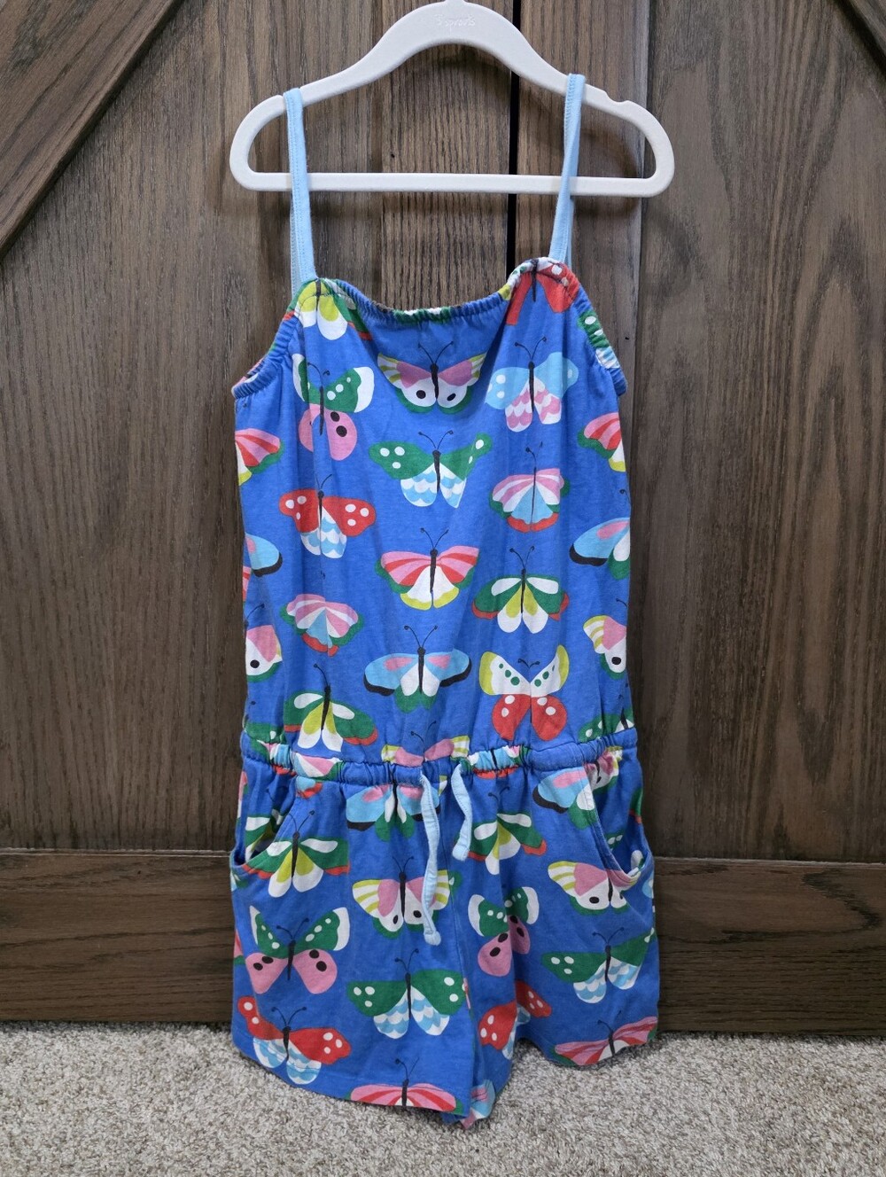 Mini Boden Blue Butterfly Print Romper
